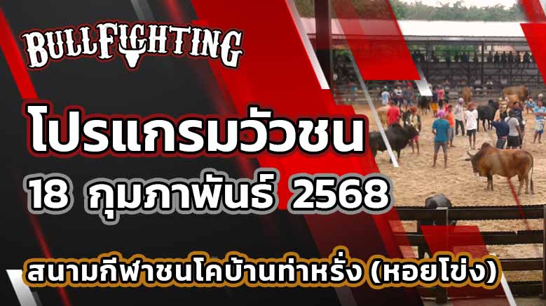 โปรแกรมวัวชน สนามกีฬาชนโคท่าหรั่ง(หอยโข่ง) วันที่ 18 ก.พ. 68 : Bullfighting.Bet