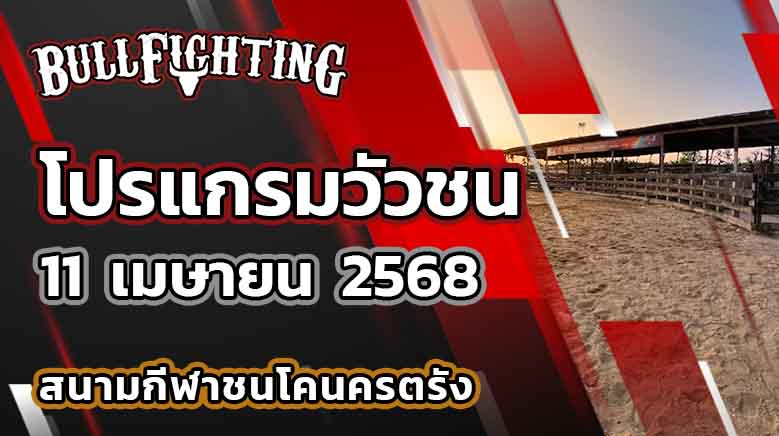 โปรแกรมวัวชน สนามกีฬาชนโคนครตรัง 11 เมษายน 2568 เว็บไซต์ : Bullfighting.bet