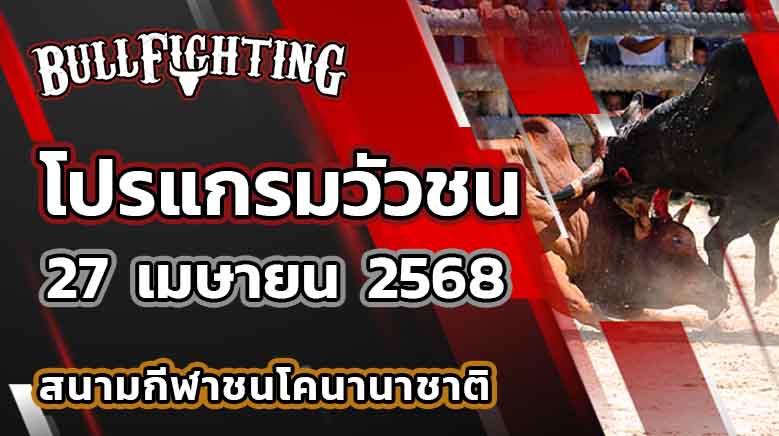โปรแกรมวัวชน สนามกีฬาชนโคนานาชาติ 27 เมษายน 2568 เว็บไซต์ : Bullfighting.bet