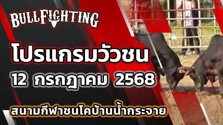โปรแกรมวัวชน สนามกีฬาชนโคบ้านน้ำกระจาย 12 กรกฎาคม 2568 เว็บไซต์ : Bullfighting.bet